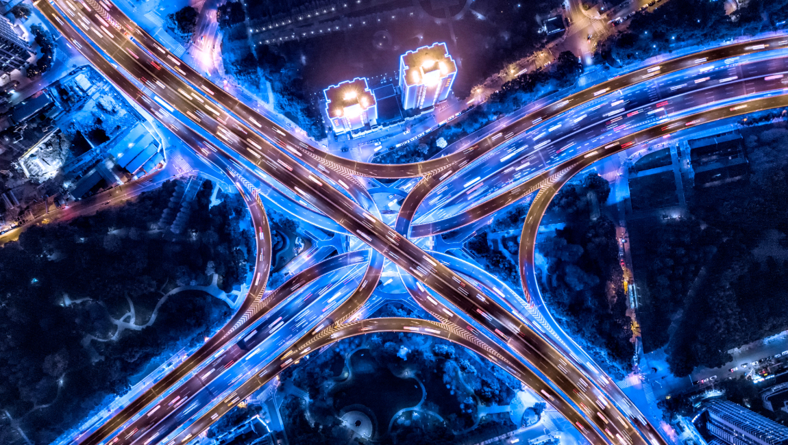 Highway system at night