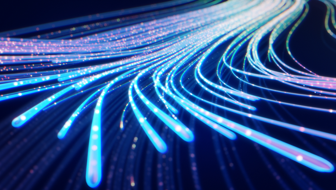 Close up of network data flowing