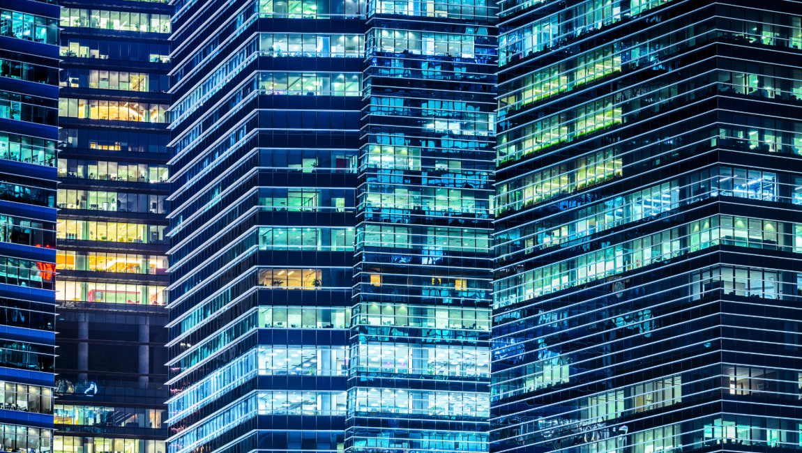 Office buildings at night