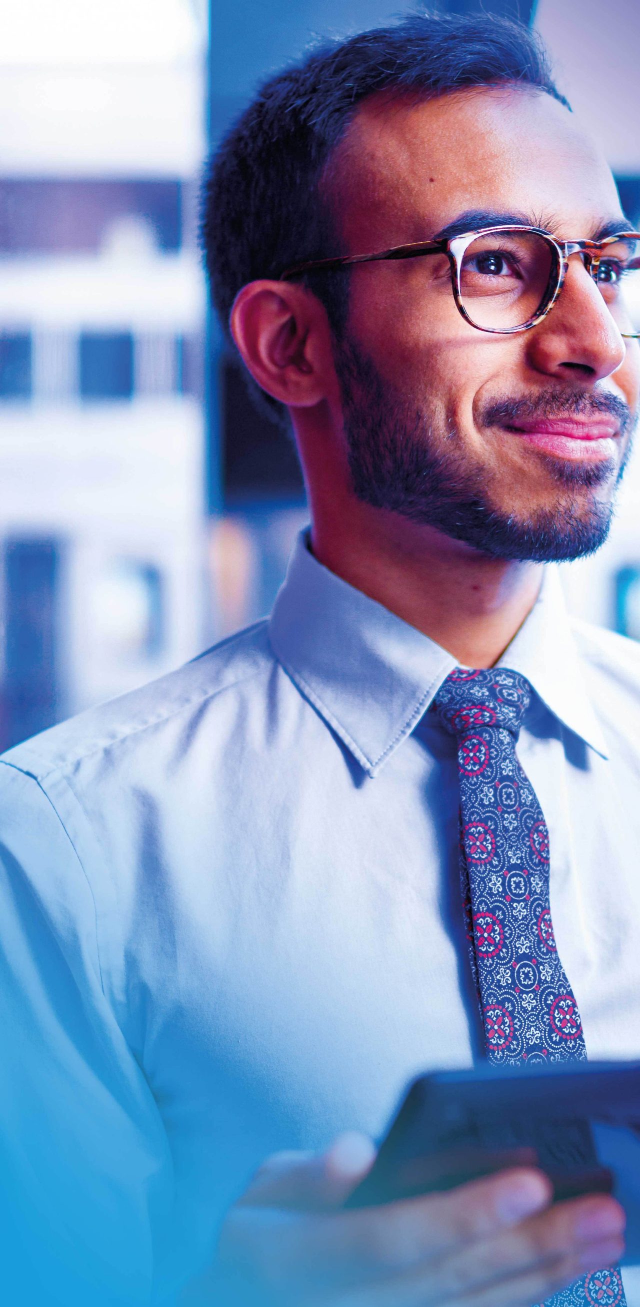 Businessman holding tablet