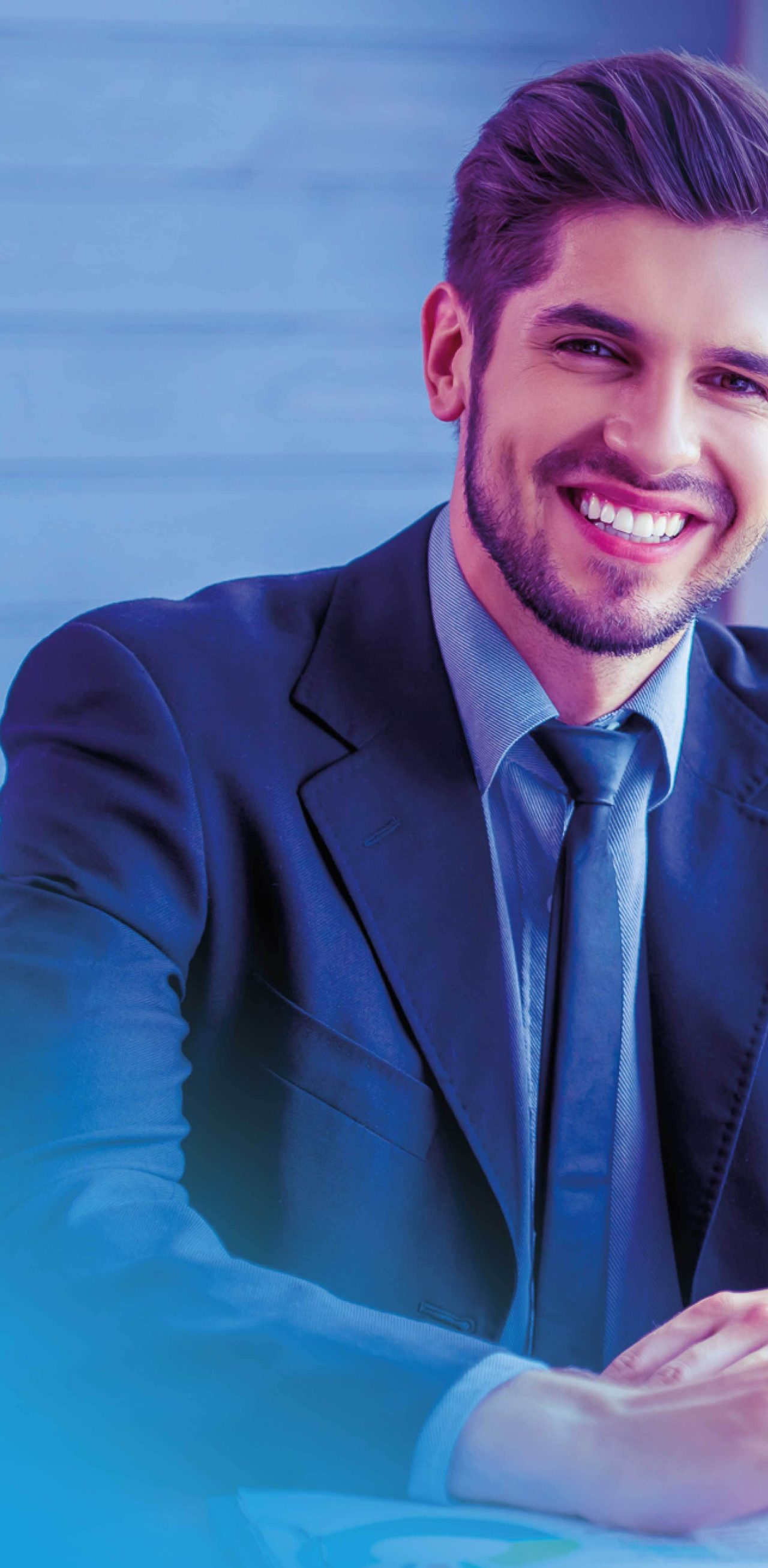 Image mosaic of businessman at laptop