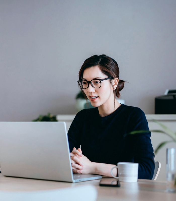 Woman working on laptop